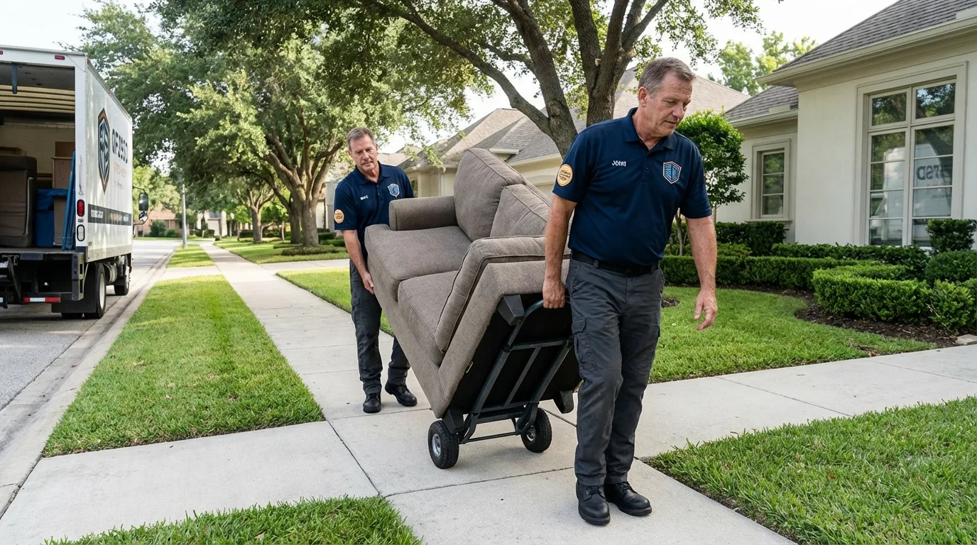 Local residential moving crew loading furniture in Huntington, NY